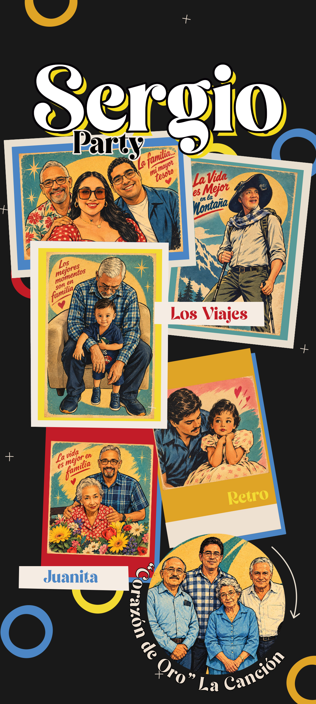 Collage de Sergio y su familia